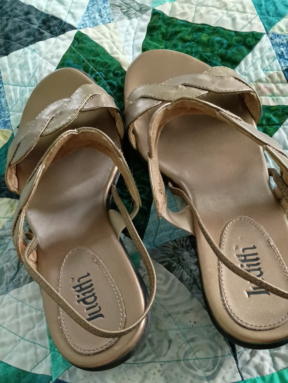 Ladies Metallic Bronze Slingback Sandals by Judith